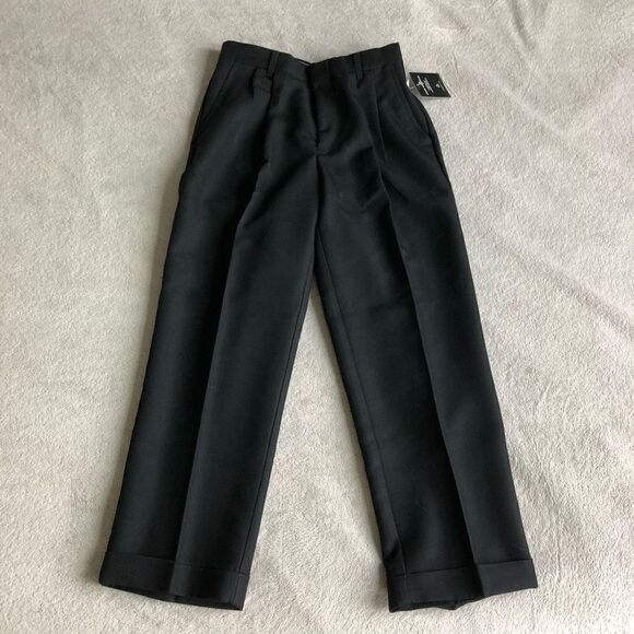 Claiborne Boys Gabardine Pleated Black Dress Pants - Picture 1 of 11